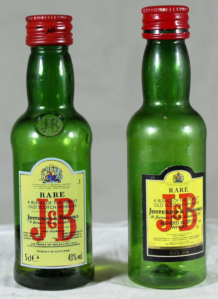 Mini liquor bottles - J&B Whiskey plastic pair