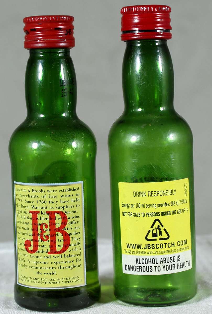 Mini liquor bottles - J&B Whiskey plastic pair