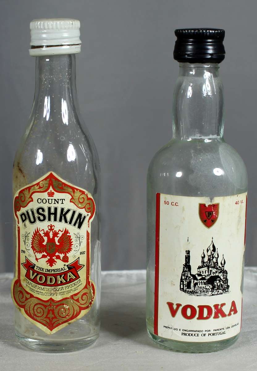 Empty liquor bottles - Pair of vodka bottles