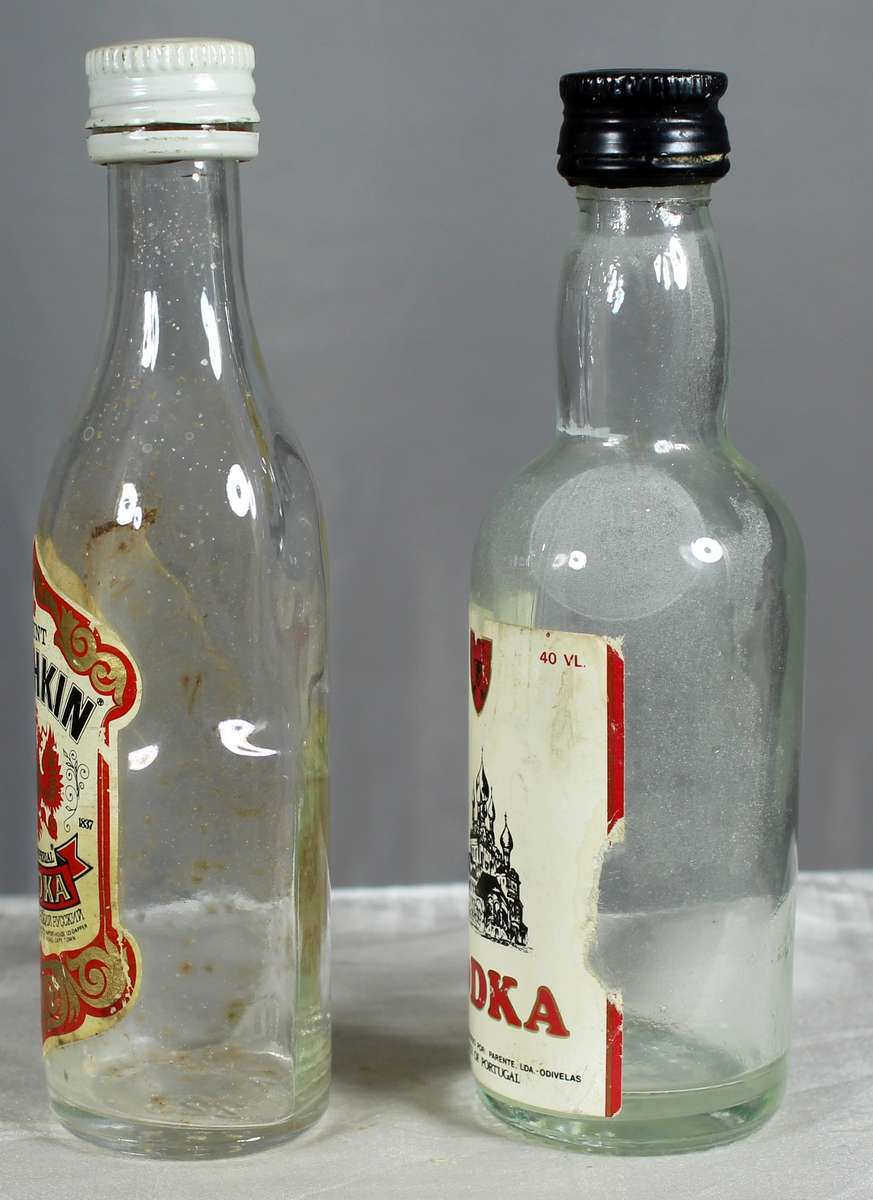 Empty liquor bottles - Pair of vodka bottles