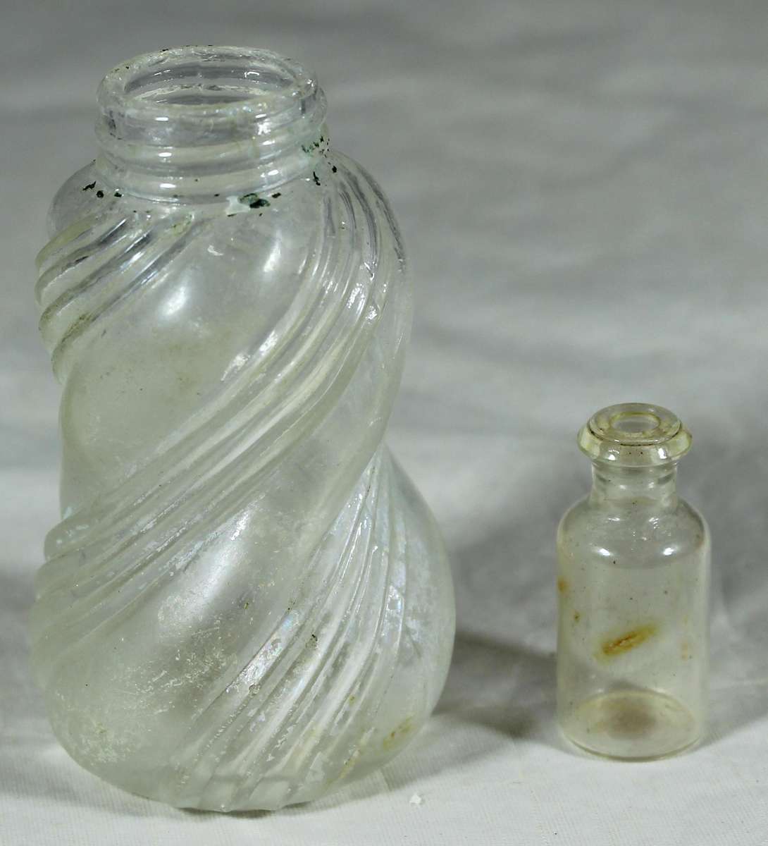 Vintage glass bottle pair