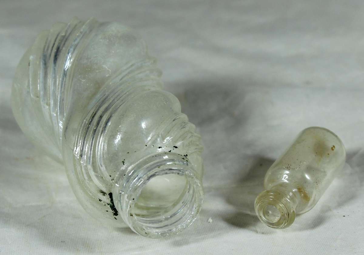 Vintage glass bottle pair