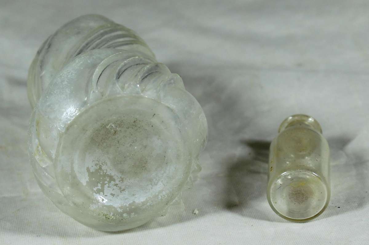 Vintage glass bottle pair