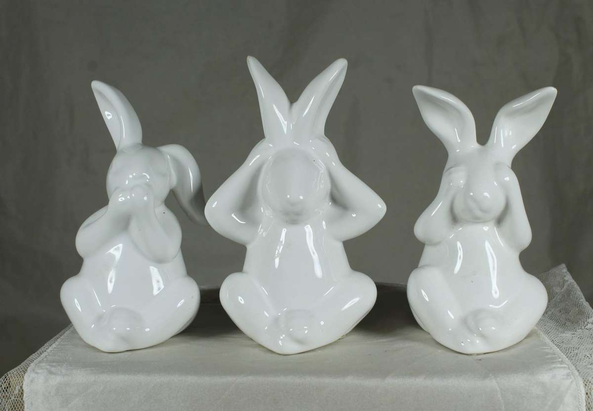 Set of rabbits, hear no evil, see no evil and speak no evil