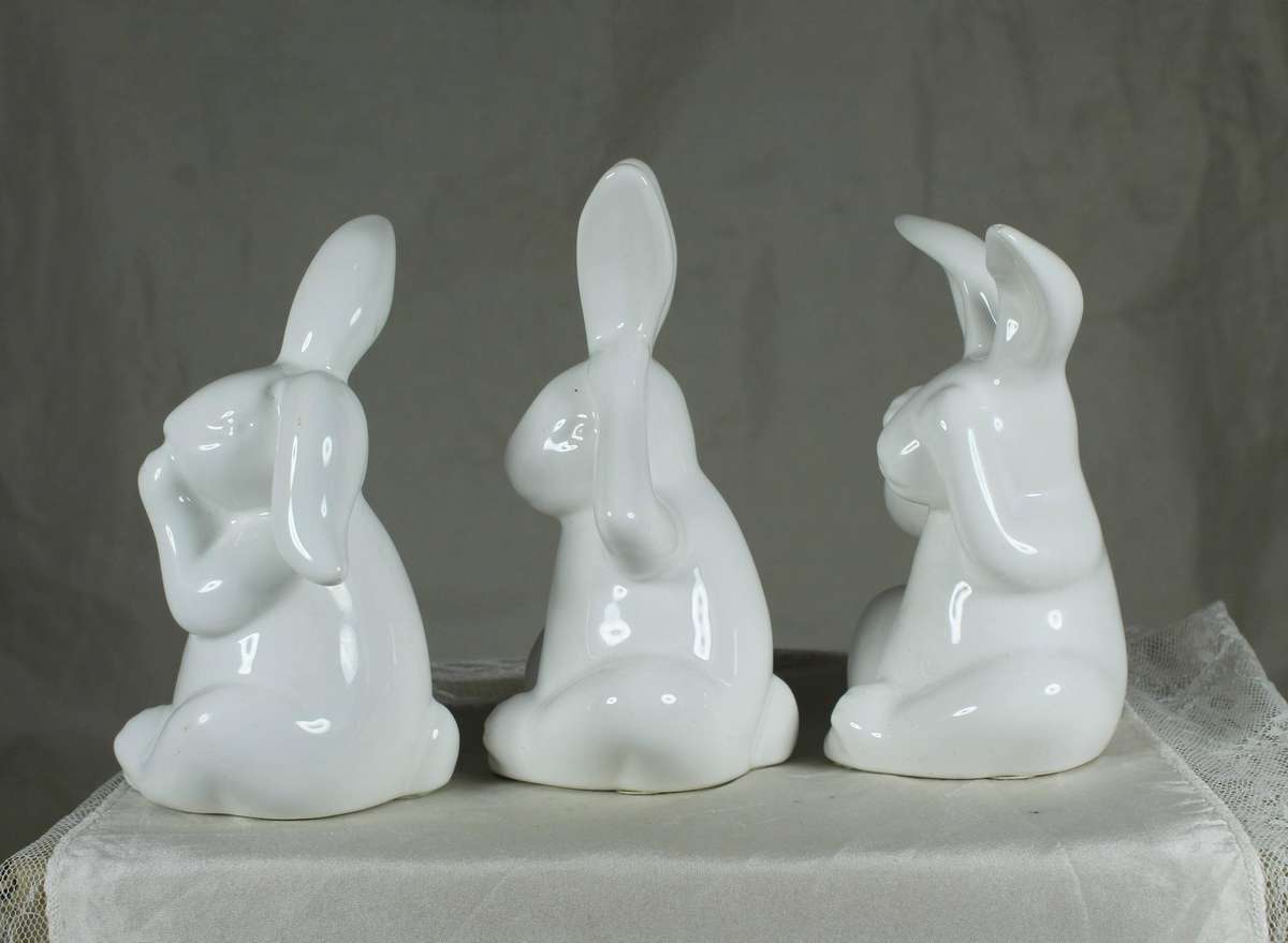 Set of rabbits, hear no evil, see no evil and speak no evil