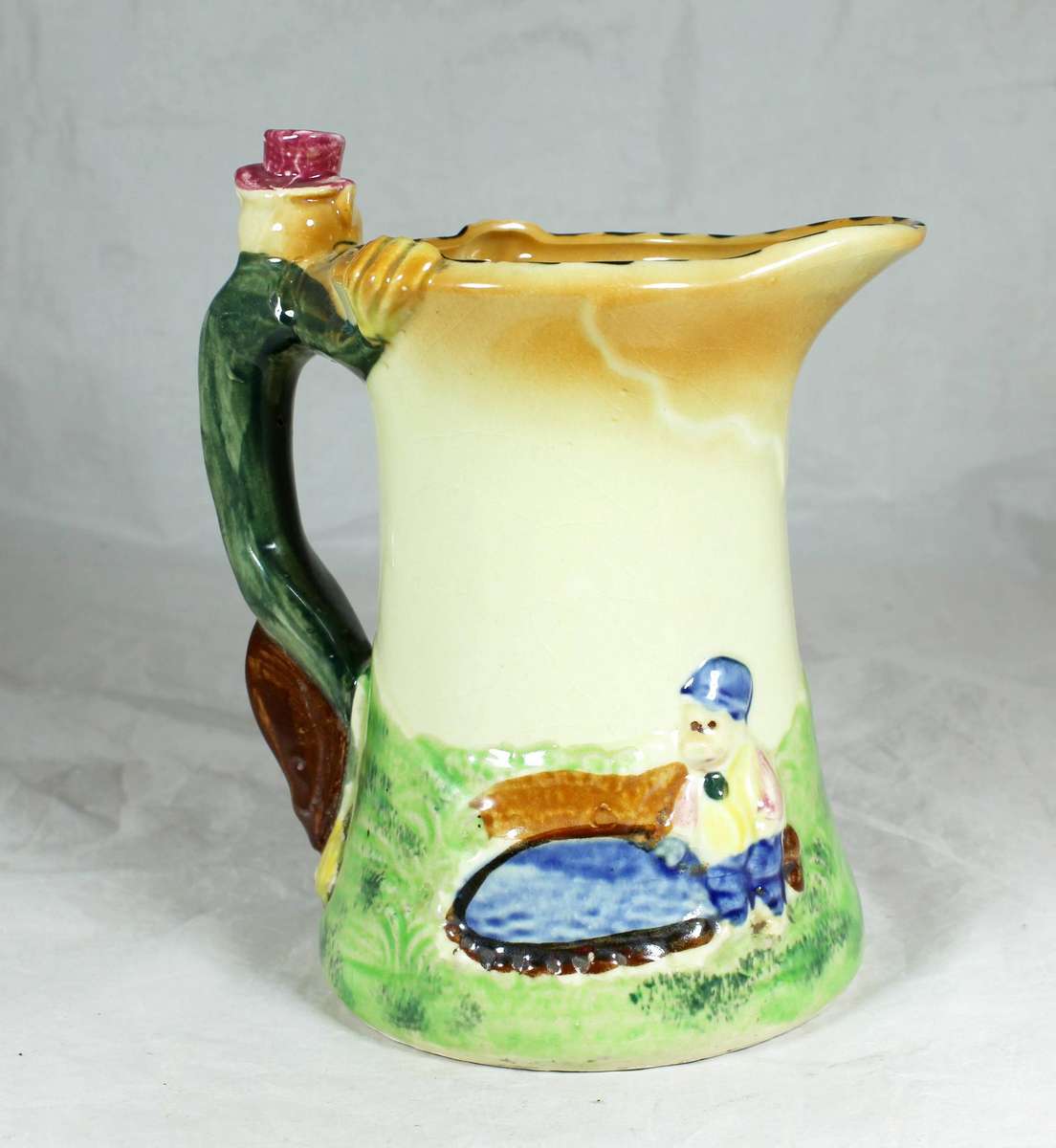 Vintage Reproduction Wade Heath Barley pottery - 3 little pigs & wolf pitcher