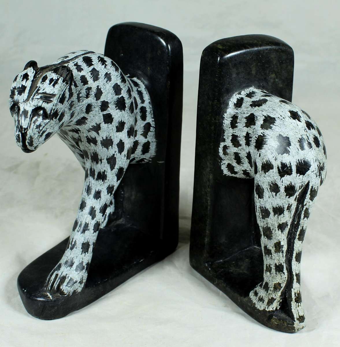 Cheetah carved stone bookend