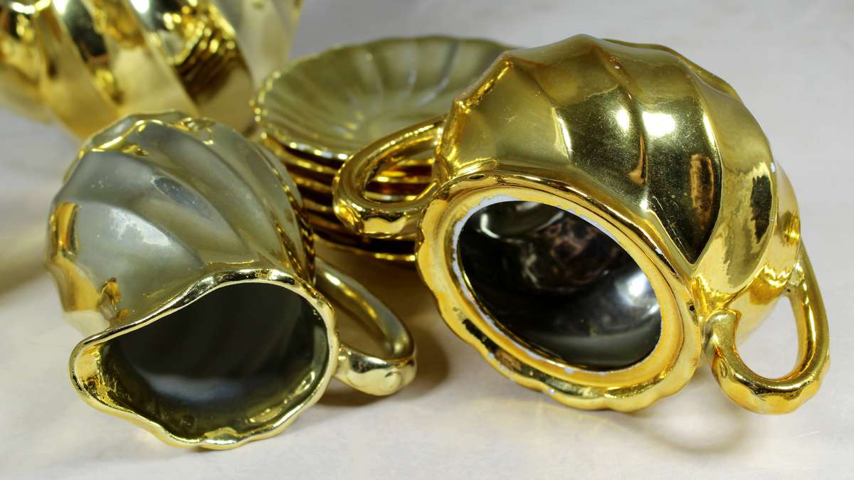 Set of gold colored China coffee set