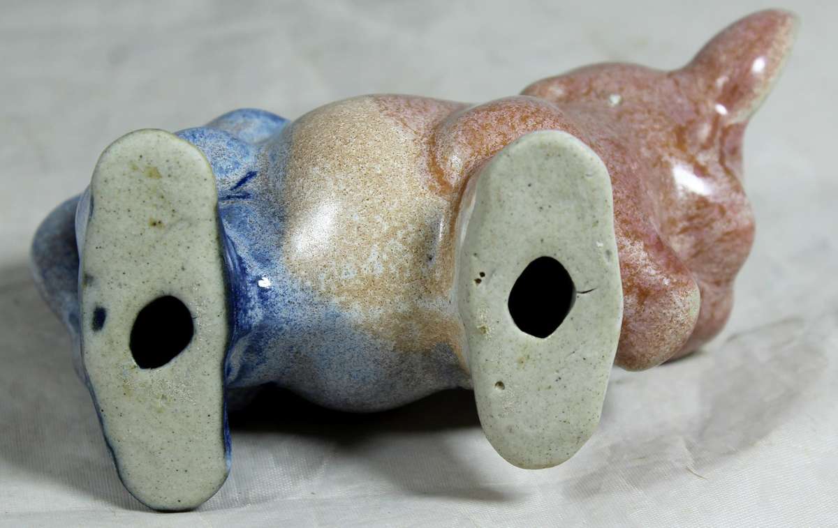Glazed ceramic cow blue & brown