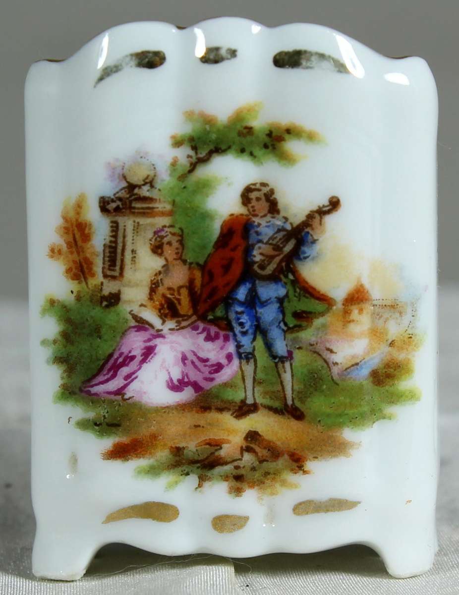 Miniature Limoges dresser with Victorian scene