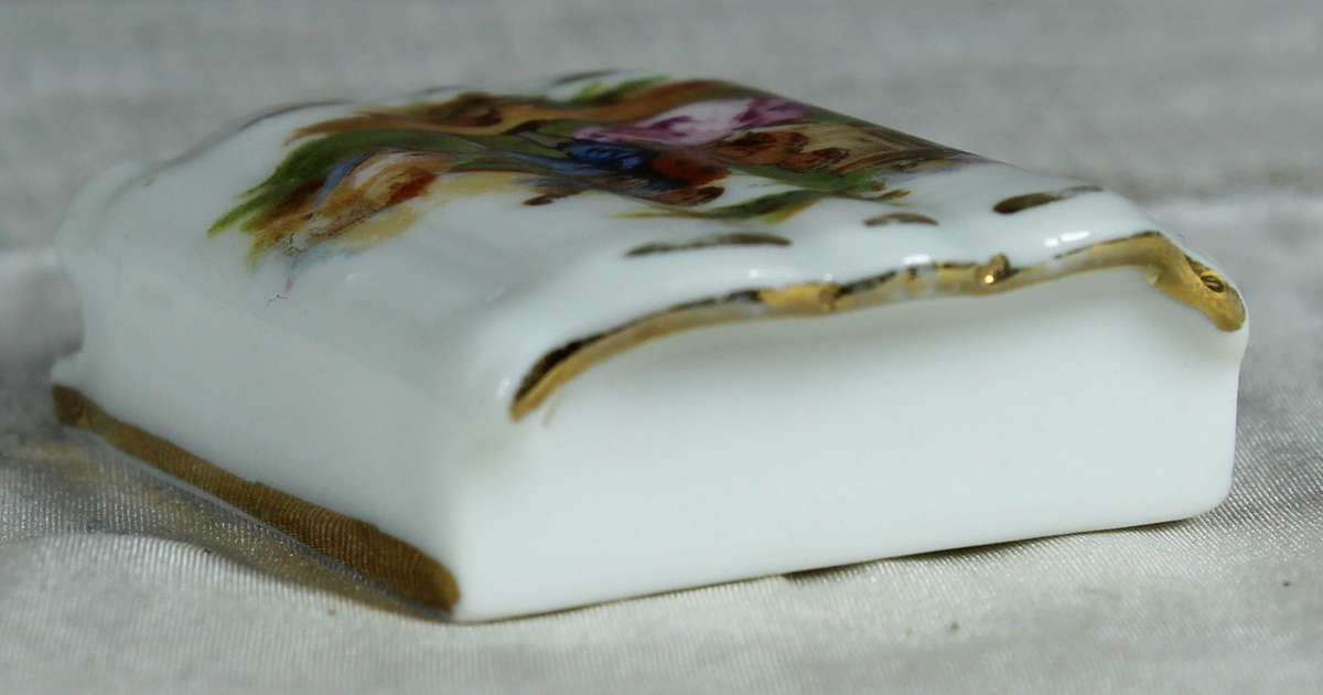 Miniature Limoges dresser with Victorian scene