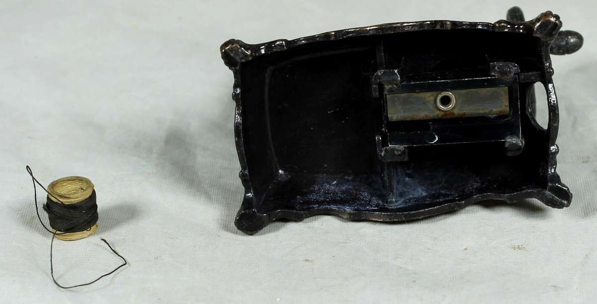 Miniature brass pencil sharpener - Sewing machine with bobbin