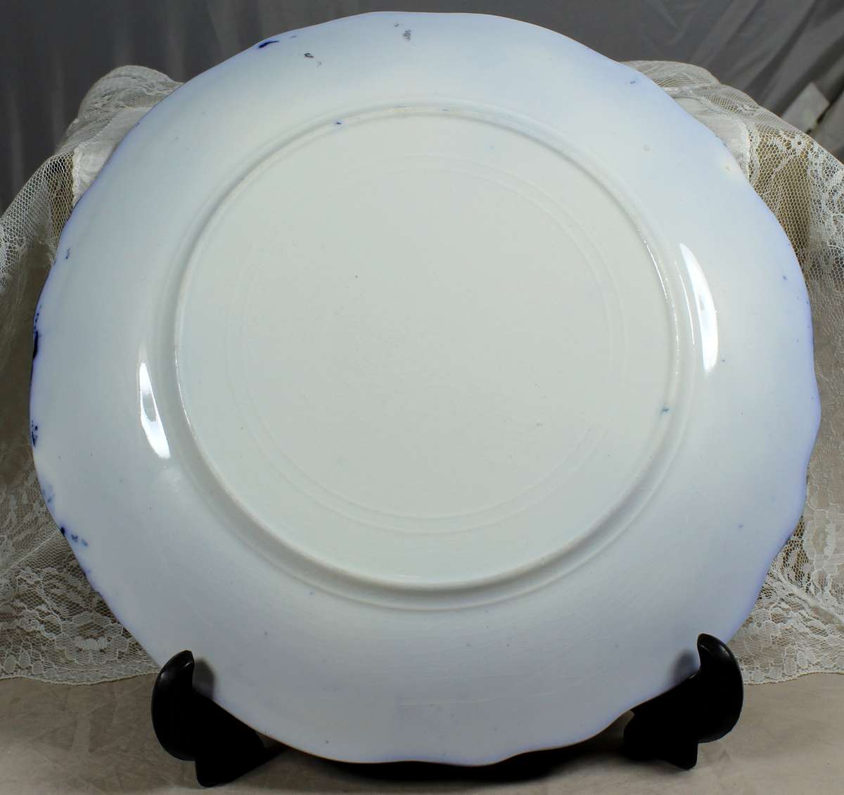 Flow blue & white breakfast plate