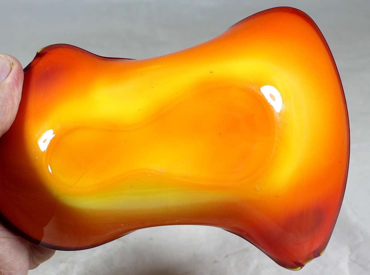 Orange & red glass ashtray