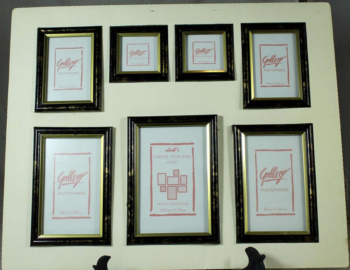 Set of seven small photo frames