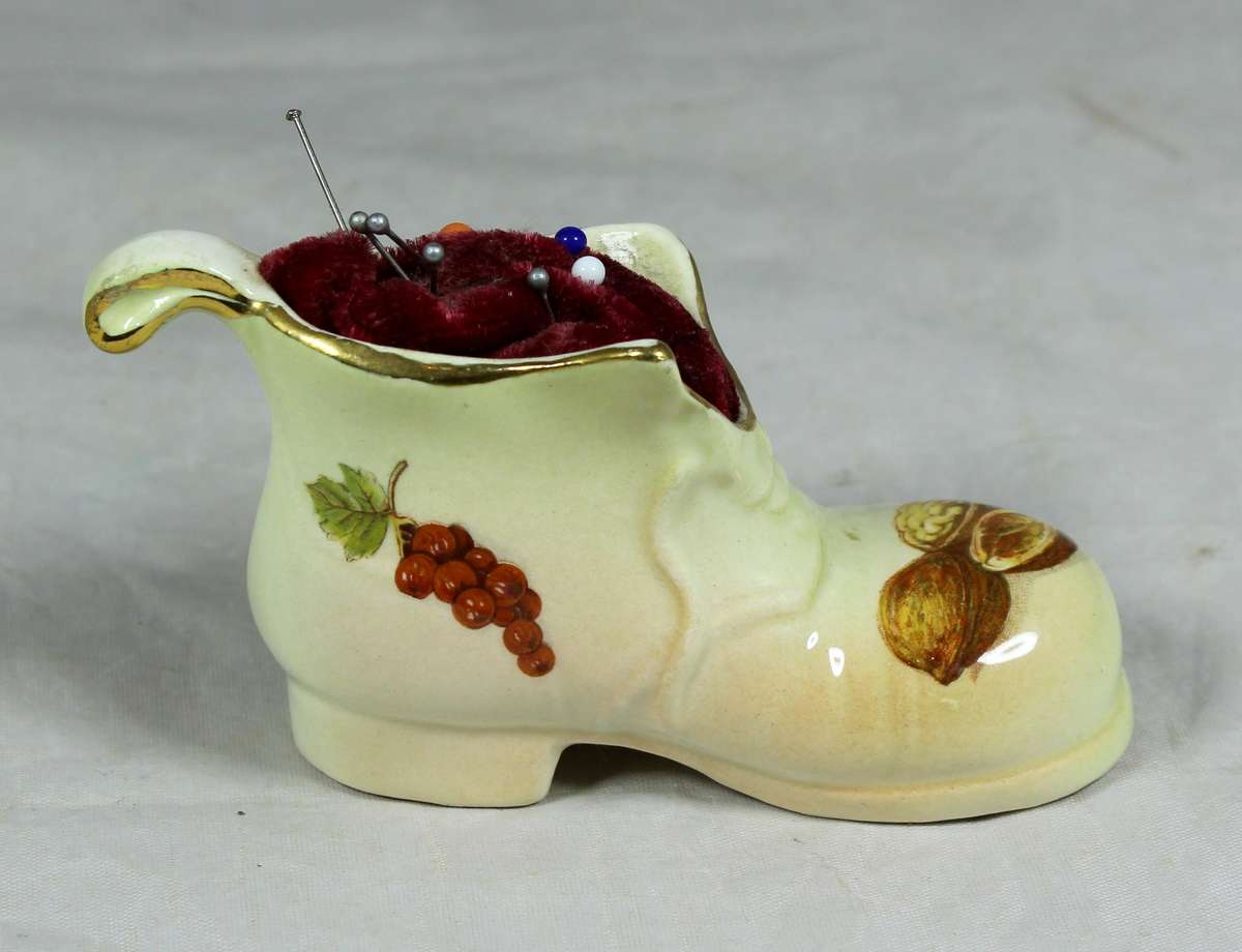 Royal Worcester - Palissy shoe pin cushion holder