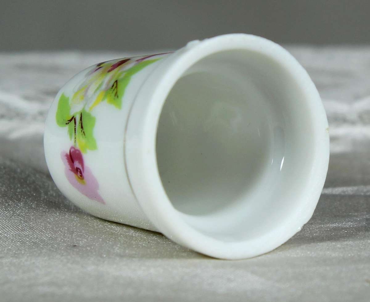 Bone China thimble - multi colored flowers