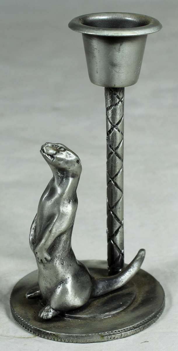 Pewter meerkat candle holder