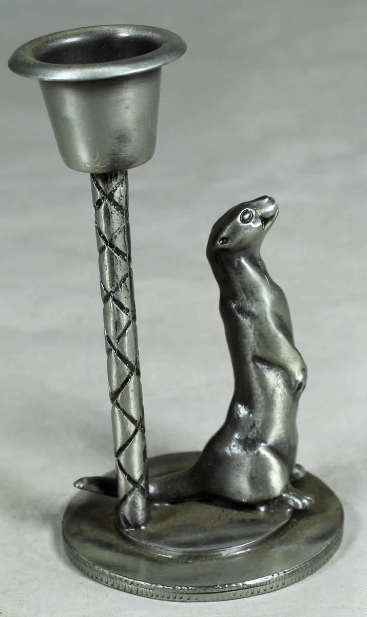 Pewter meerkat candle holder