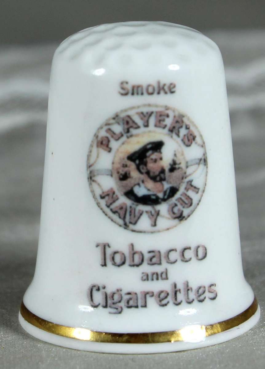 Bone China thimble - Advertising thimble - Players Navy Cut Tabacco