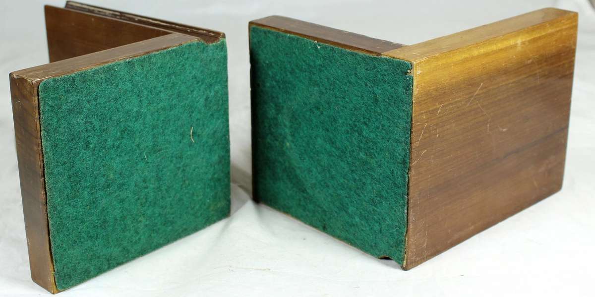 Pair of wooden ball bookends