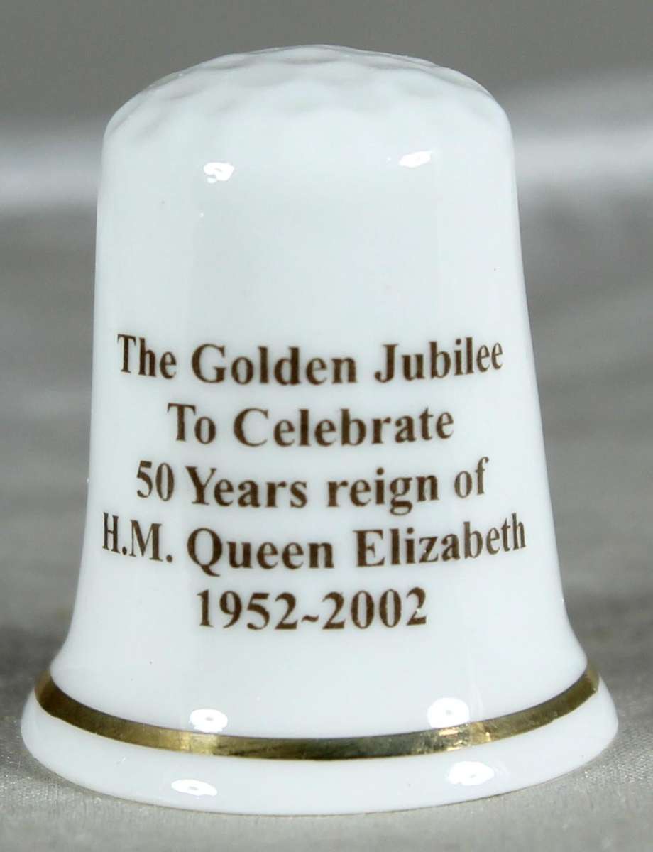Bone China thimble - Golden Jubilee - 50th Queen Elizabeth