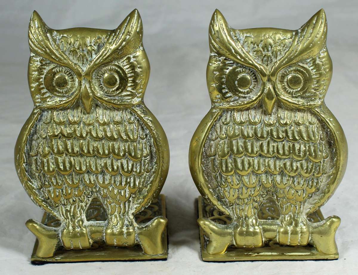 Pair of brass owl - bookends