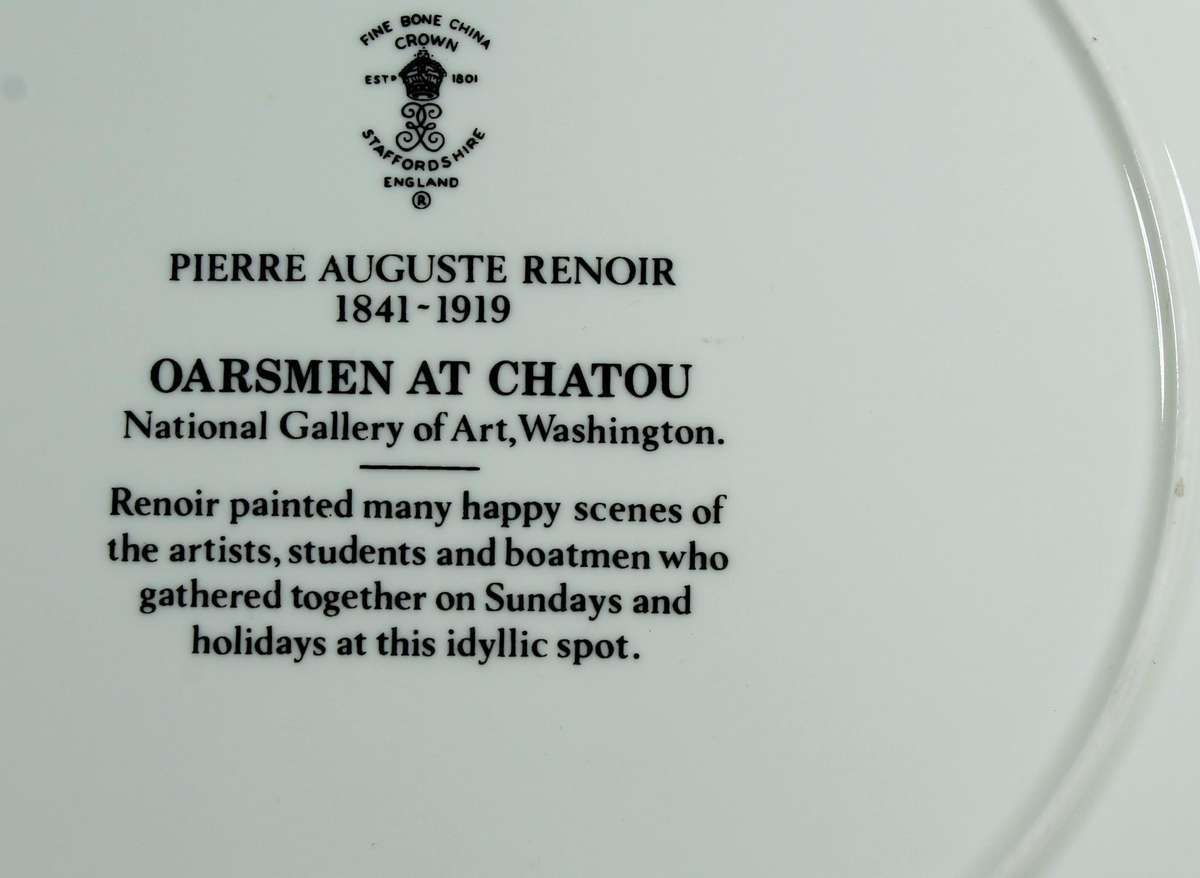 Crown Staffordshire display plate - Oarsmen at Chatou by Renoir