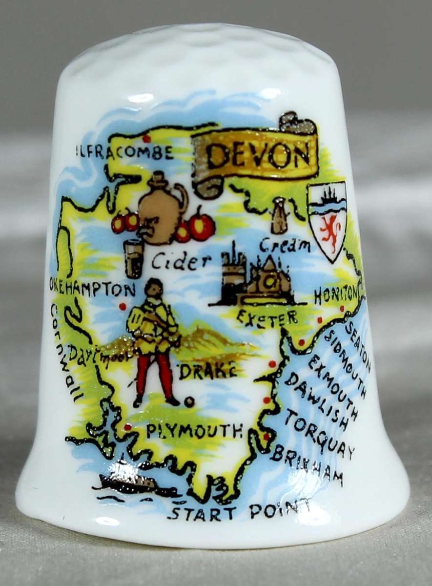 Bone China thimble - Devon - Westward Ho - Norfolk