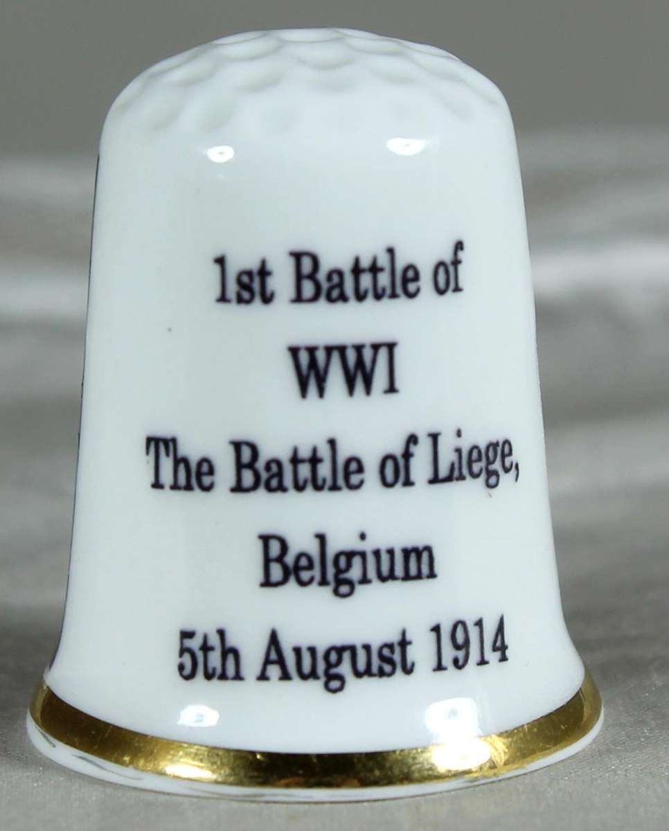 Bone China thimble - WW1 battle of Liege, Belgium
