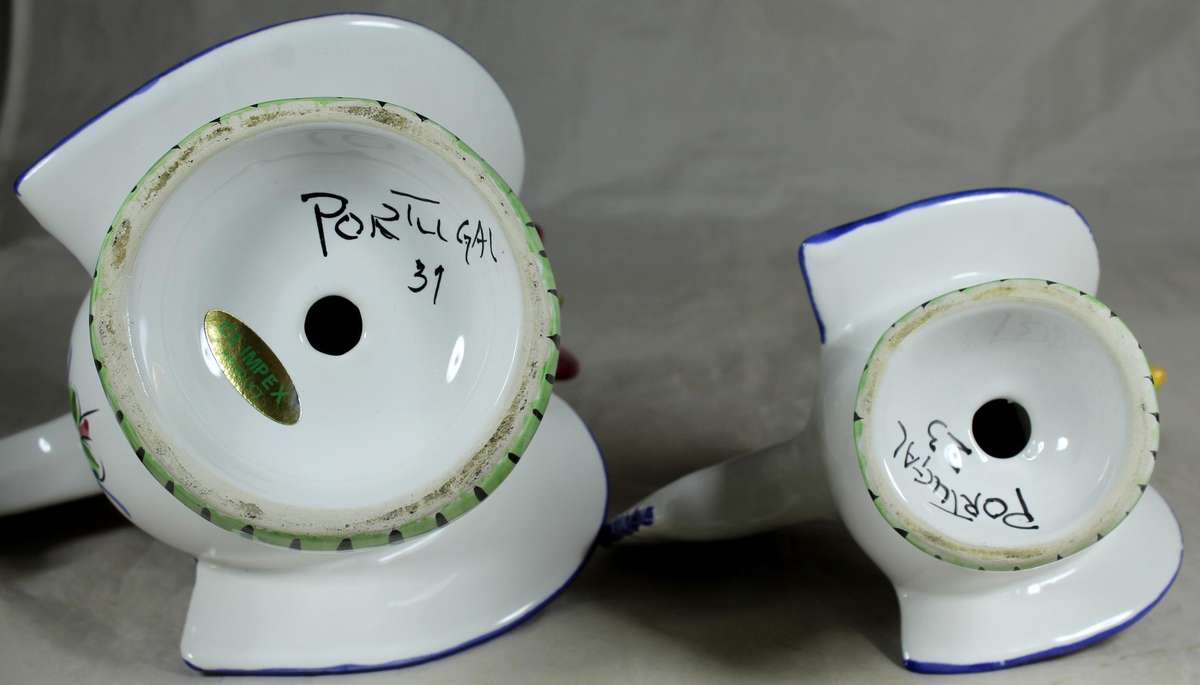 Pair of Portuguese porcelain chickens