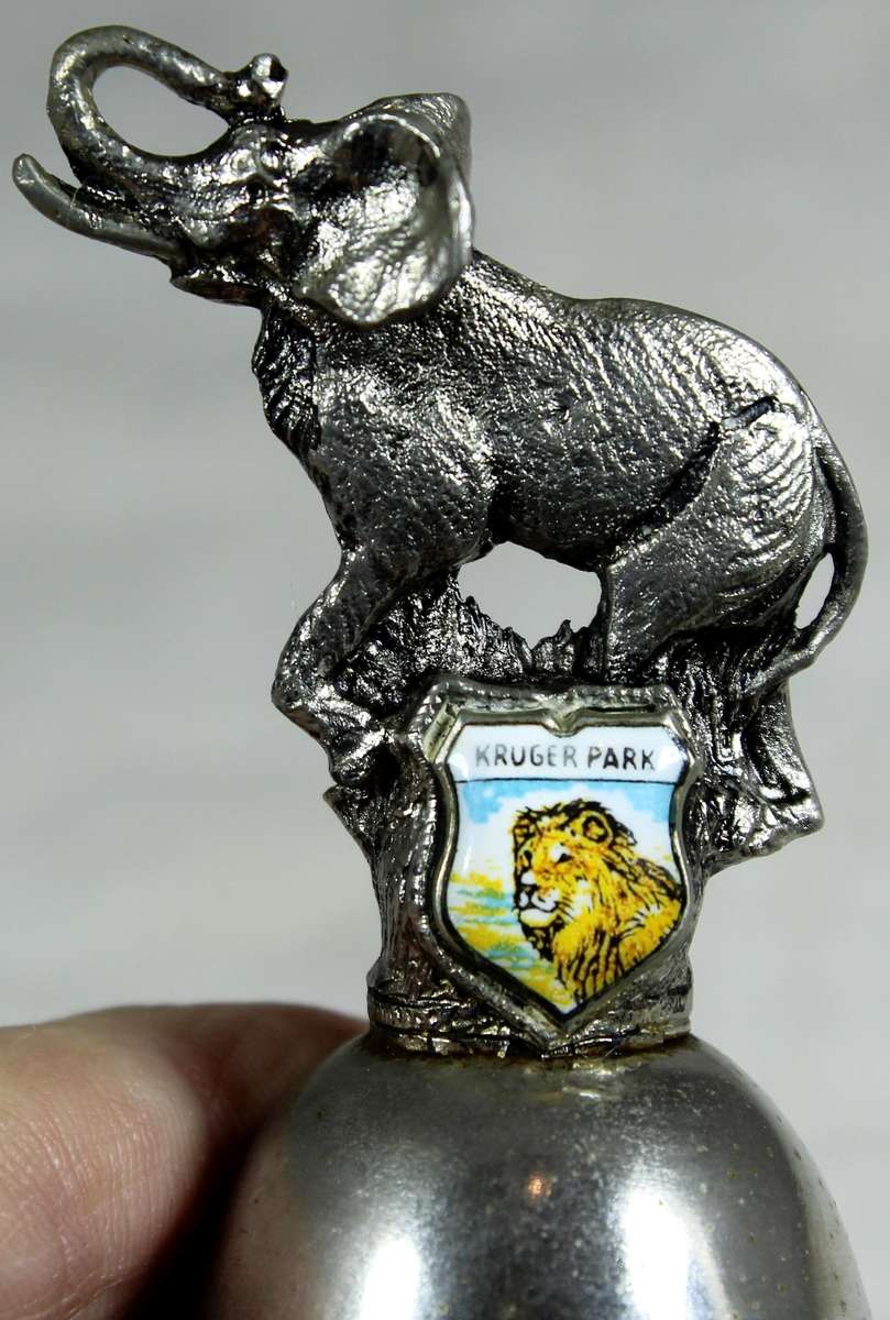 Souvenir silver plated bell - Kruger park with elephant figure