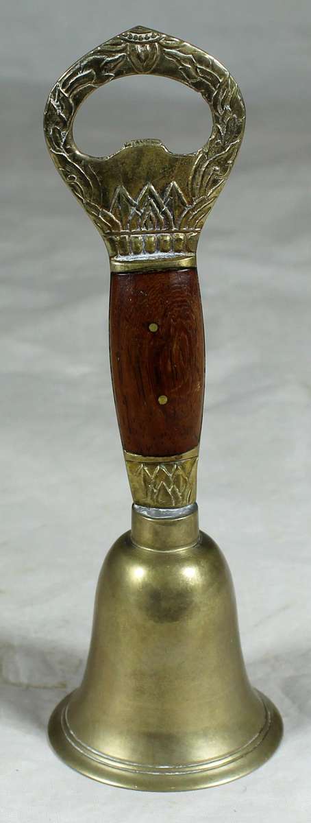 Brass bell - Wooden handle & bottle opener