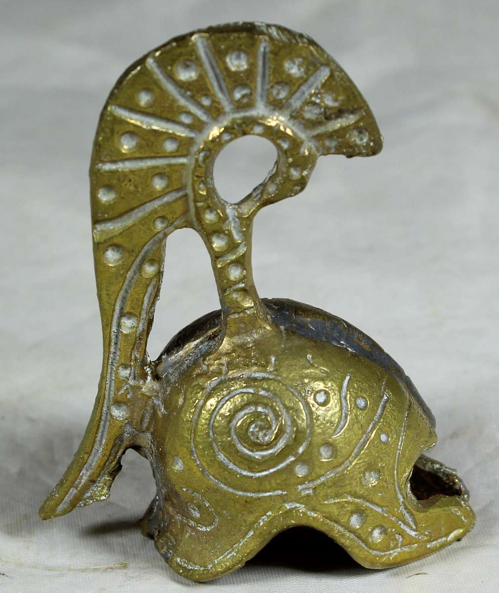 Brass bell - Etruscan style helmet