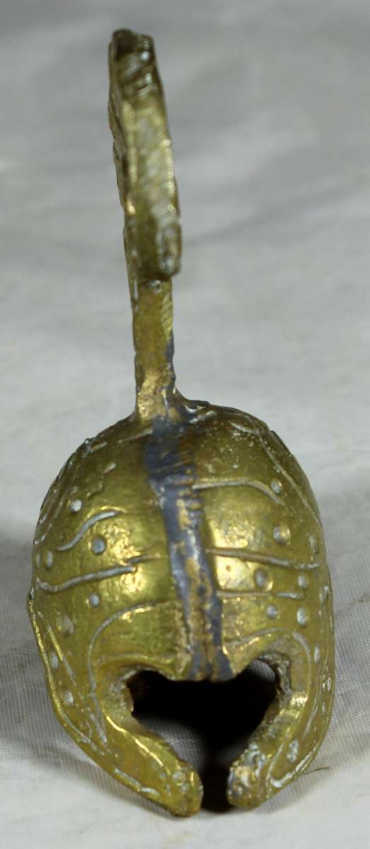 Brass bell - Etruscan style helmet