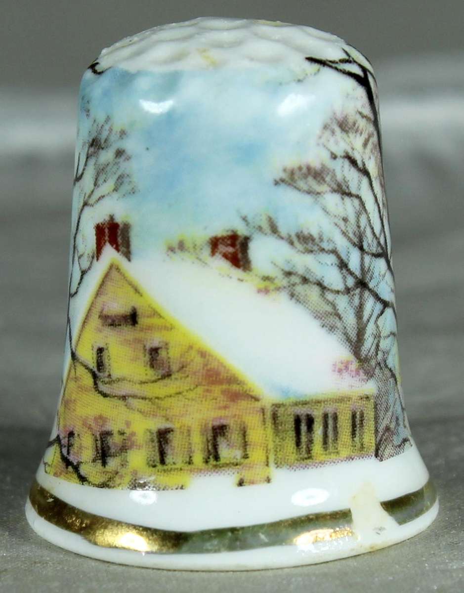 Bone China thimble - snow scene