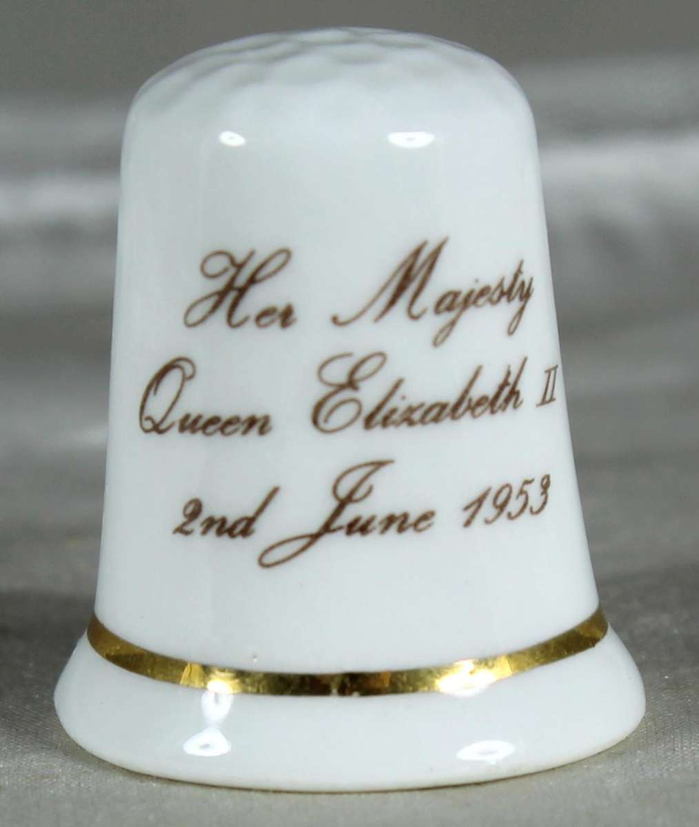 Bone China thimble - Queen Elizabeth II 2 June 1953
