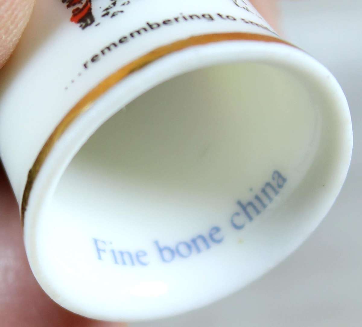 Bone China thimble - love is... remembering to smile