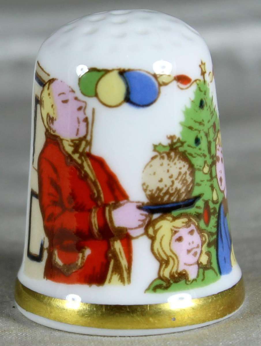 Bone China thimble - Christmas 1981 - Caverswall