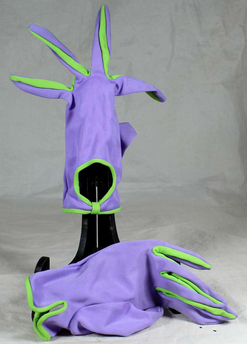 Vintage purple and green gloves - Petit size