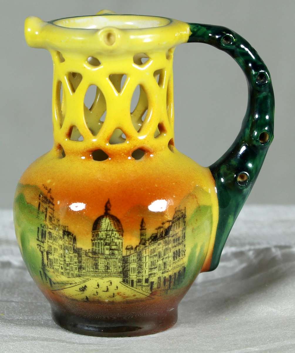 Miniature vase with painted city scene