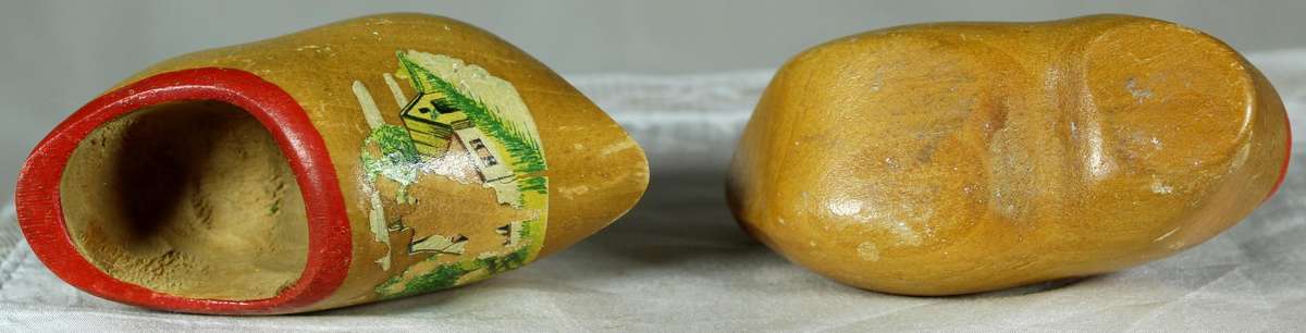 Pair of mini wooden Dutch shoes