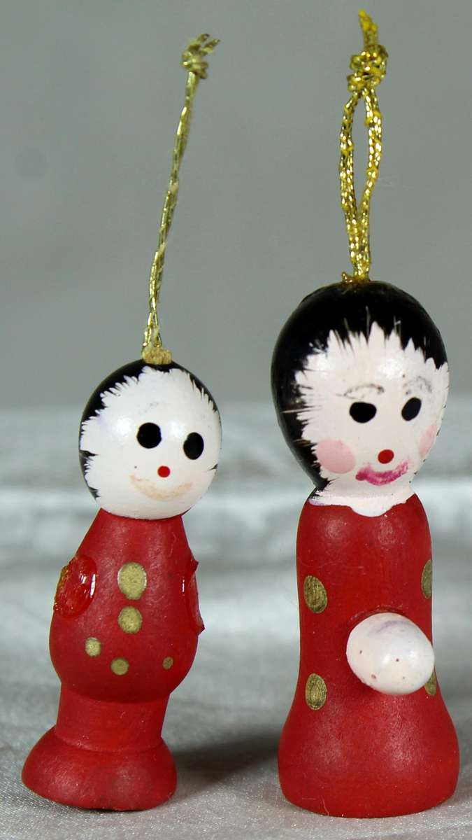 Pair of miniature Christmas ornaments