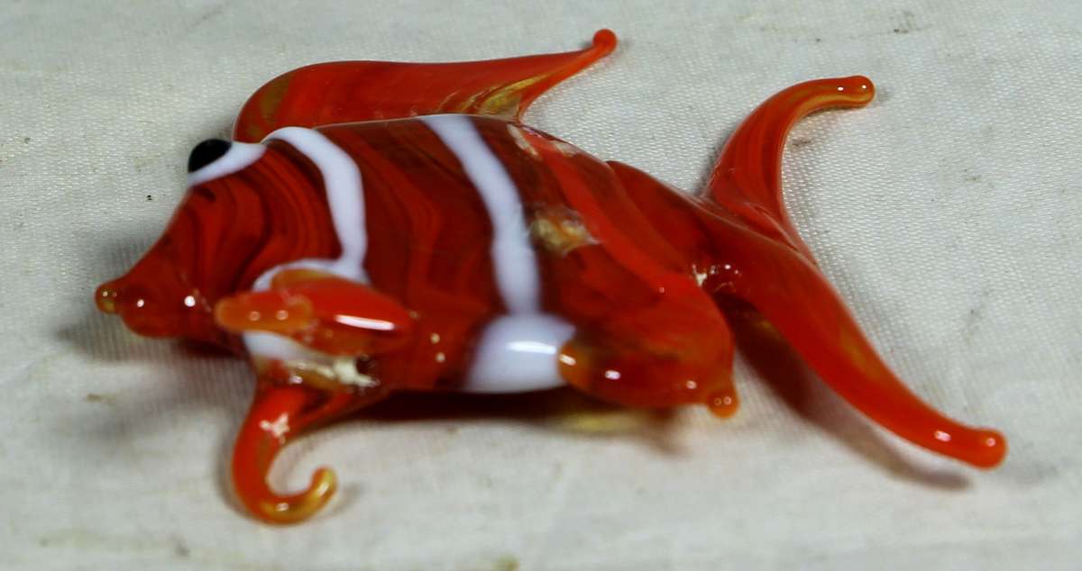 Miniature glass art glass clown fish