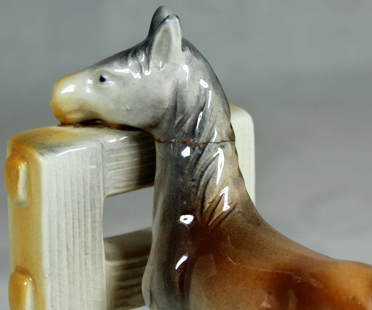 Glazed ceramic horse book-end