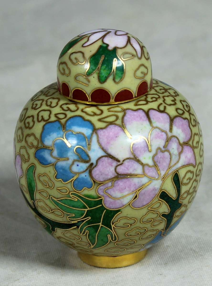 Miniature Cloisonne lidded jar
