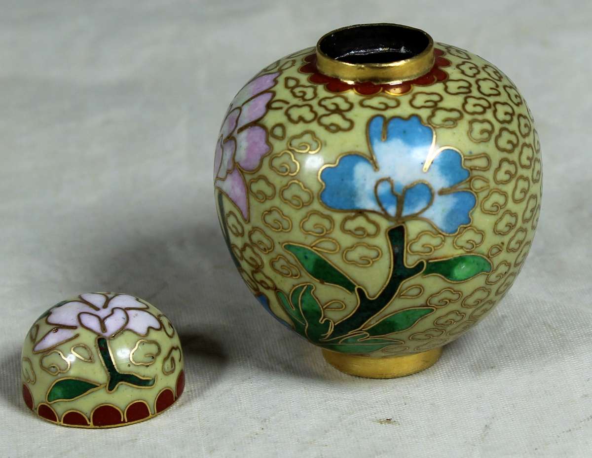 Miniature Cloisonne lidded jar