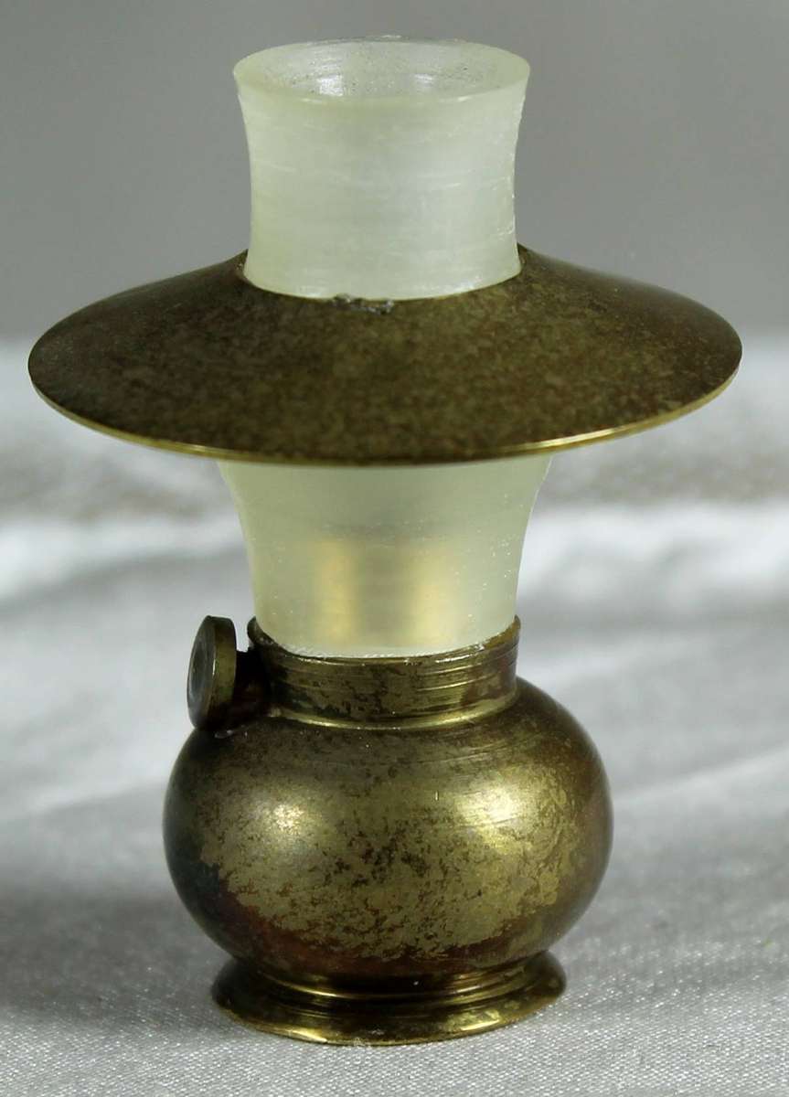Miniature brass lamp with hood