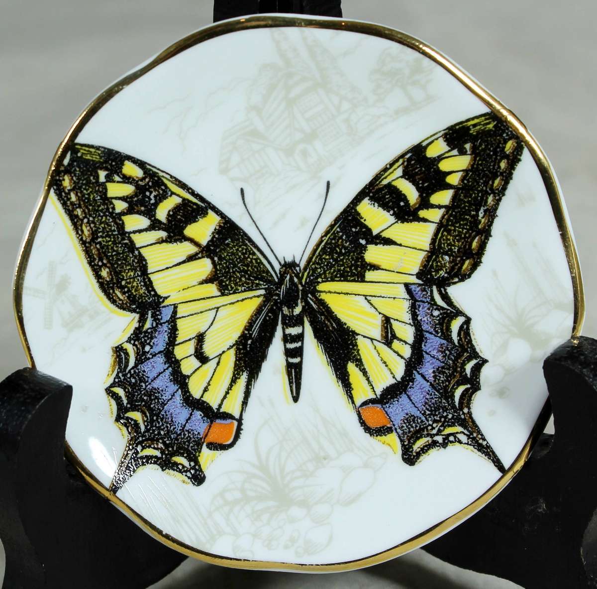 Small display plate - Fine bone China - Swallowtail butterfly