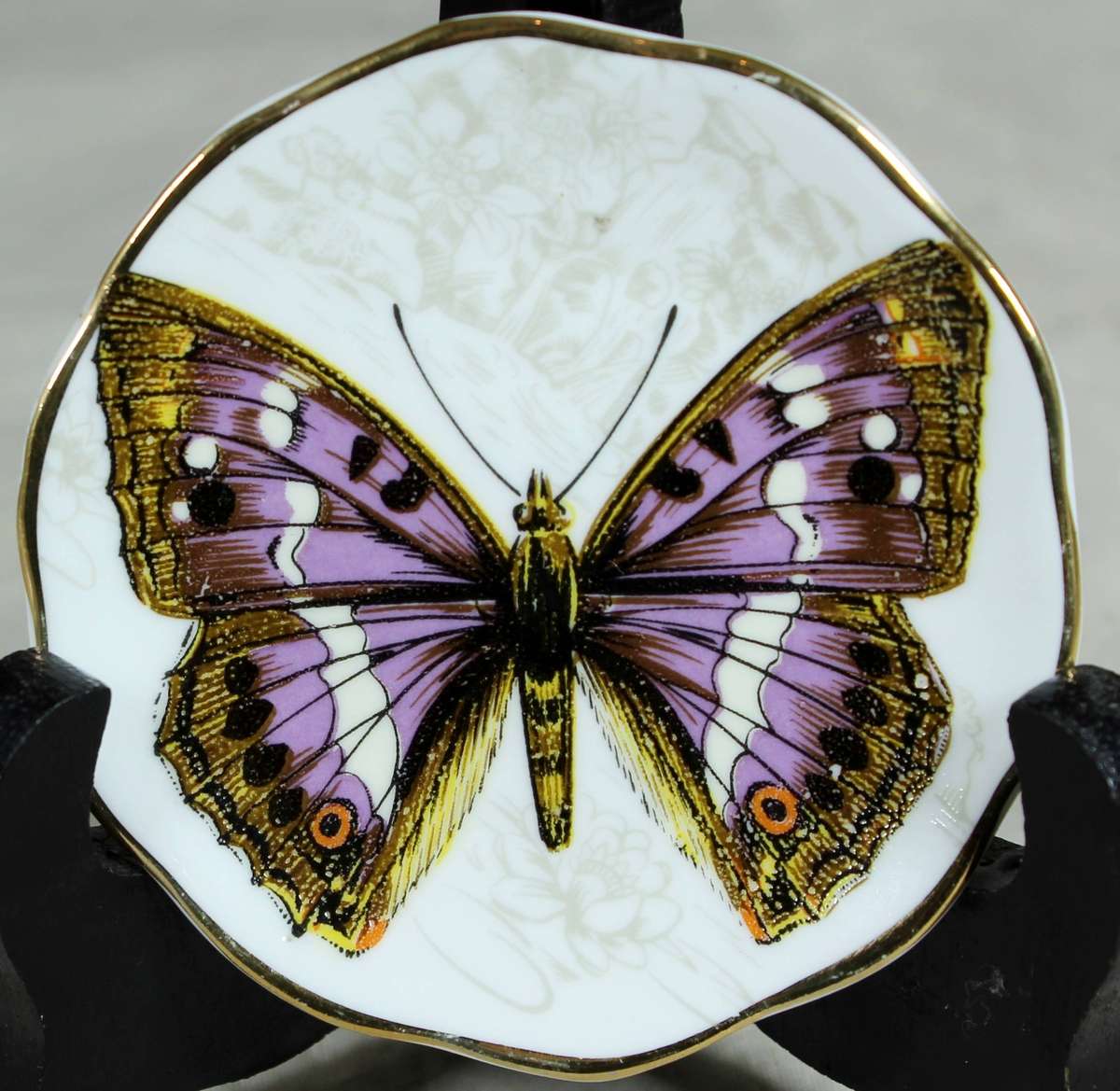 Small display plate - Fine bone China - Purple emperor butterfly